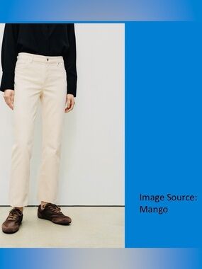 Mango Women's Cream Sienna Flared Cropped Jeans